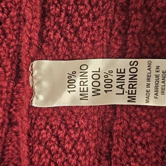 Inis Crafts Women's Burgandy Cable Knit Coat - Picture 8 of 10